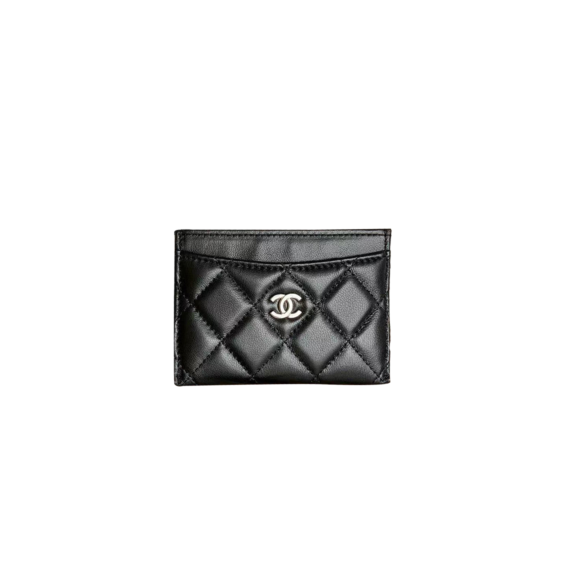 CHANEL BLACK LAMBSKIN CLASSIC QUILTED CARD HOLDER WALLET SILVER HARDWARE A31510（11*7.5*1cm）